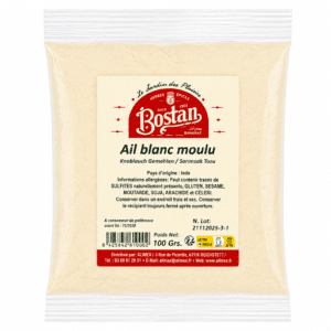 Bag of ground white garlic with Bostan label, 100 g