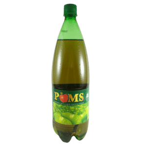 bouteille de 1,5 litre de boisson à base de pomme de la marque POMSS au goût fruité et rafraîchissant