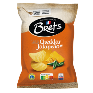 Chips saveur cheddar jalapeño 125 g BRET’S au goût intense et légèrement épicé