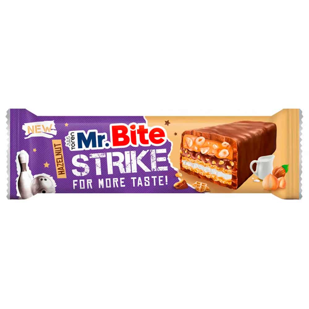 Gaufres noisettes et lait 40 g STRIKE Mr BITE à la texture croustillante et au goût délicat