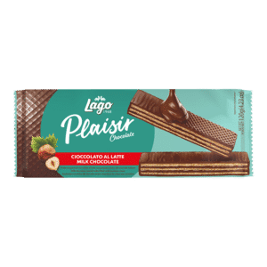 Gaufrettes à la noisette enrobées de chocolat au lait PLAISIR 200 g, biscuit croustillant et gourmand.