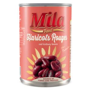 Haricots rouges MILA en boîte 4/4, légumineuses prêtes à cuisiner.