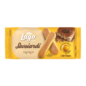 Boudoirs LAGO 200 g, biscuits légers et moelleux parfaits pour les desserts maison.