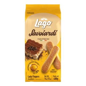 Boudoirs LAGO 400 g, biscuits légers et moelleux parfaits pour les desserts et tiramisus.