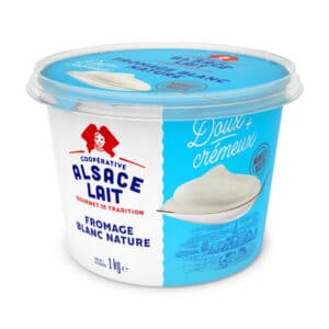 Fromage blanc 2,8% ALSACE LAIT 1 kg, produit laitier frais et onctueux.