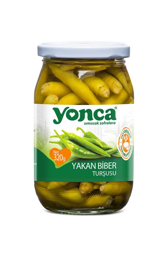 Piments forts YONCA en bocal 370 ml, condiment relevé prêt à consommer.