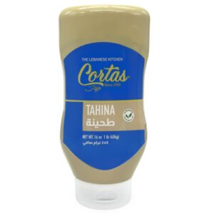 Tahin CORTAS 454 g en bouteille squeezer, pâte de sésame crémeuse.