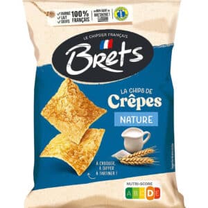 Brets bag of Nature crisps, blue and beige packaging with two chips pictured on the front.